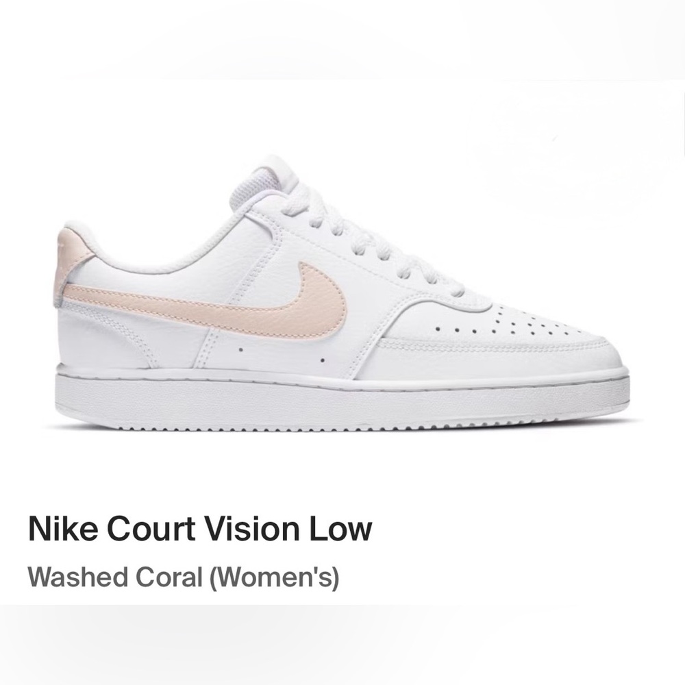 Nike Women's Court Vision Low - White and Coral Sneakers
